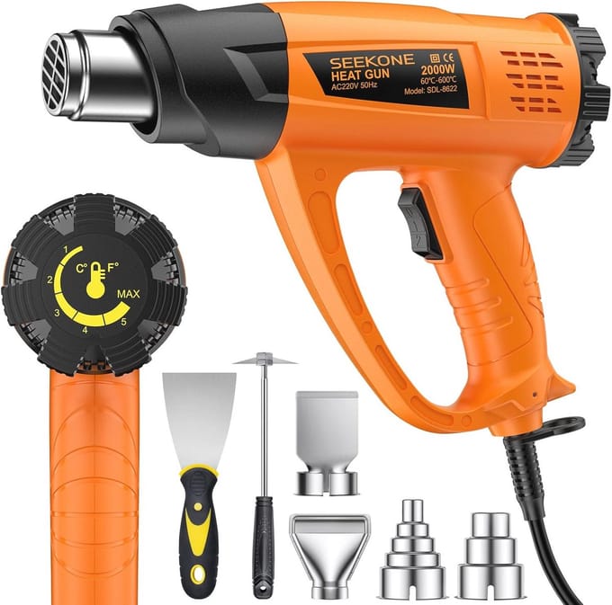 Professioneel Heteluchtpistool met Variabele Temperatuurregeling en 7 Accessoires
