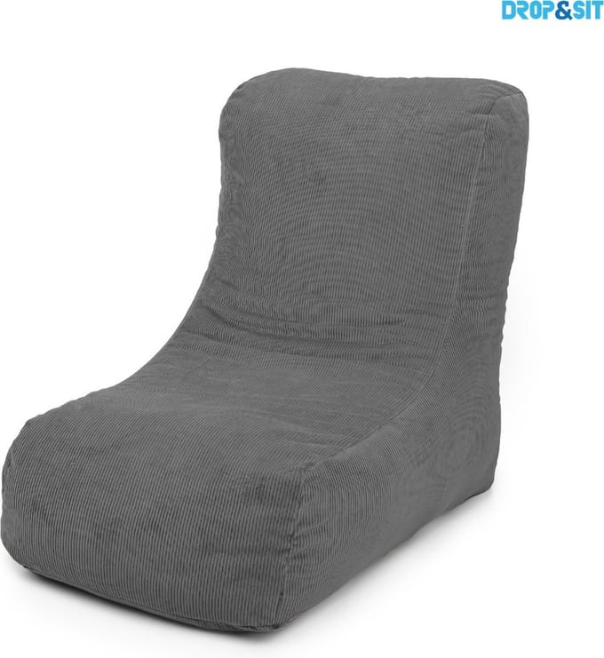 Drop & Sit - Stoel Zitzak Ribstof - Grijs - 95 x 65 x 75 cm - Voor Binnen
