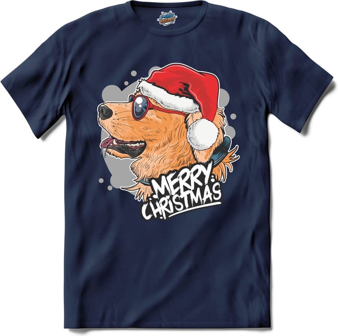 Merry christmas kerst labrador - T-Shirt - Dames - Navy Blue - Maat 3XL