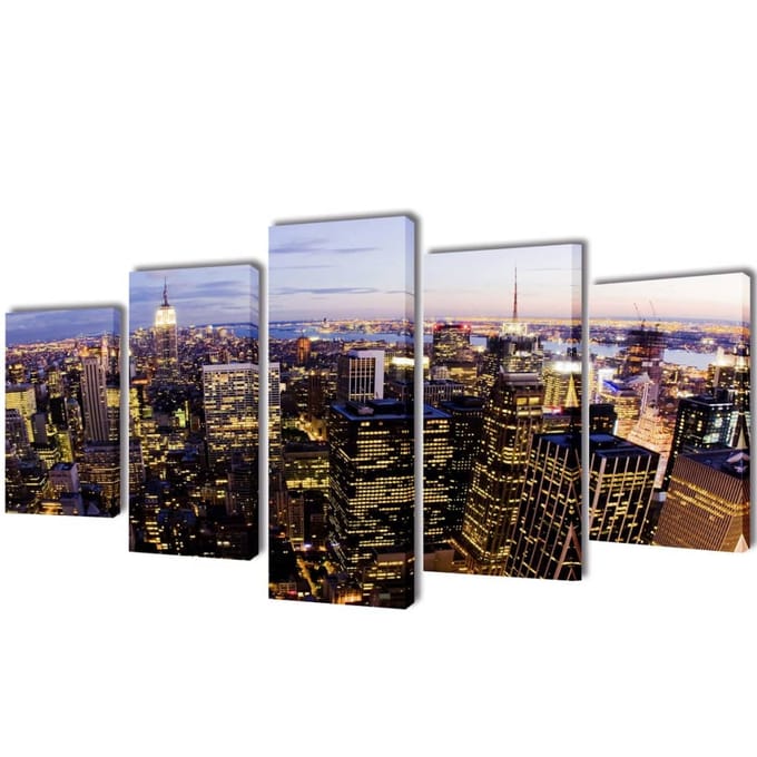 vidaXL - Canvas - muurdruk - set - Horizon - New - York - skyline - 200 - x - 100 - cm