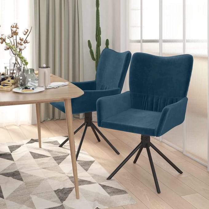vidaXL - Eetkamerstoelen - draaibaar - 2 - st - fluweel - blauw