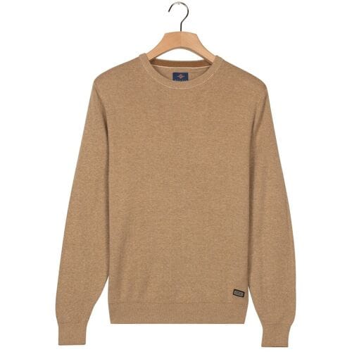 Baileys Trui Crew Neck Allover Fine Two-Tone Texture Camel / male