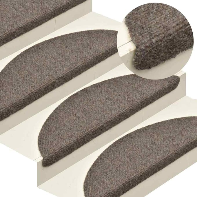 vidaXL - Trapmatten - Zelfklevend - 5 - stuks - 65x21x4 - cm - Beige - Halfrond - Groot