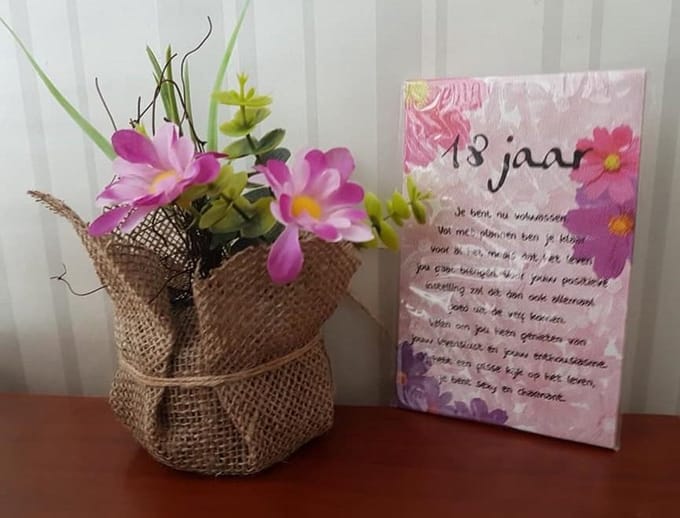 18 jaar , Tekst canvas