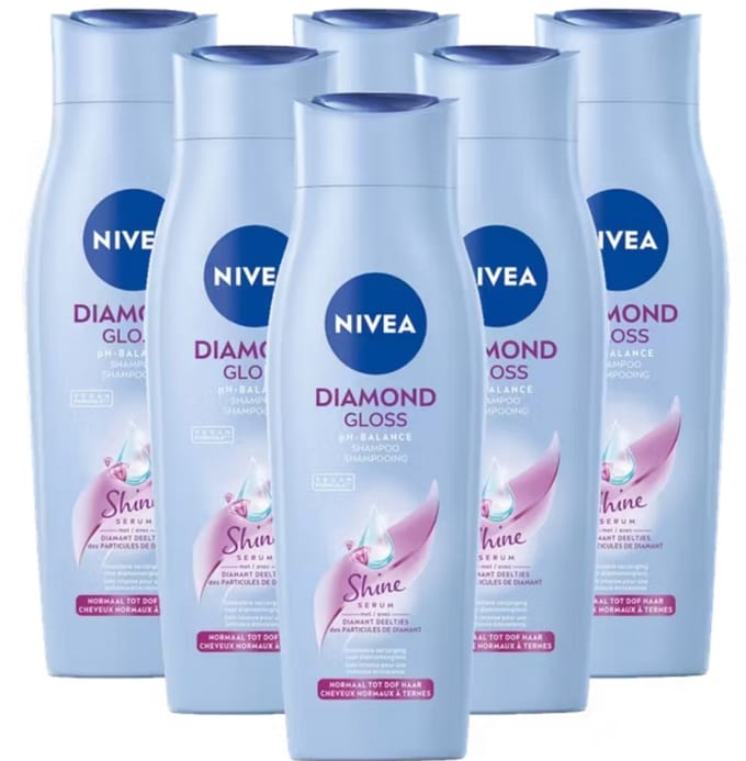 NIVEA - Diamond Gloss Care - Haar Shampoo - Haar Shampoo - 6 x 250 ml - Voordeelverpakking​