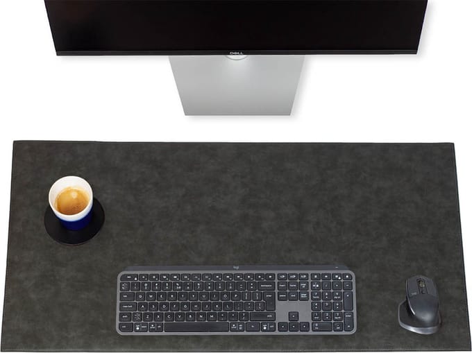 Brute Strength - Luxe Bureau Onderlegger Kunstleer - Grijs - Bureau Organizer - 80x40 cm - Thuiswerken - Bureaumat - Kantoor accessoires - Computer mat