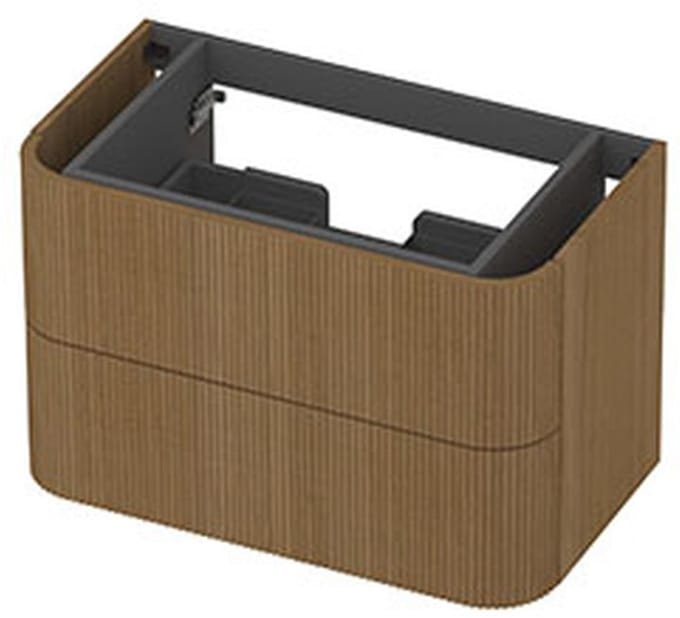 INK - Afgeronde Onderkast Fineer 2 Laden Softclose met Gefreesd Front Tbv Grepen - 800x450x520 Mm - Light Veneer