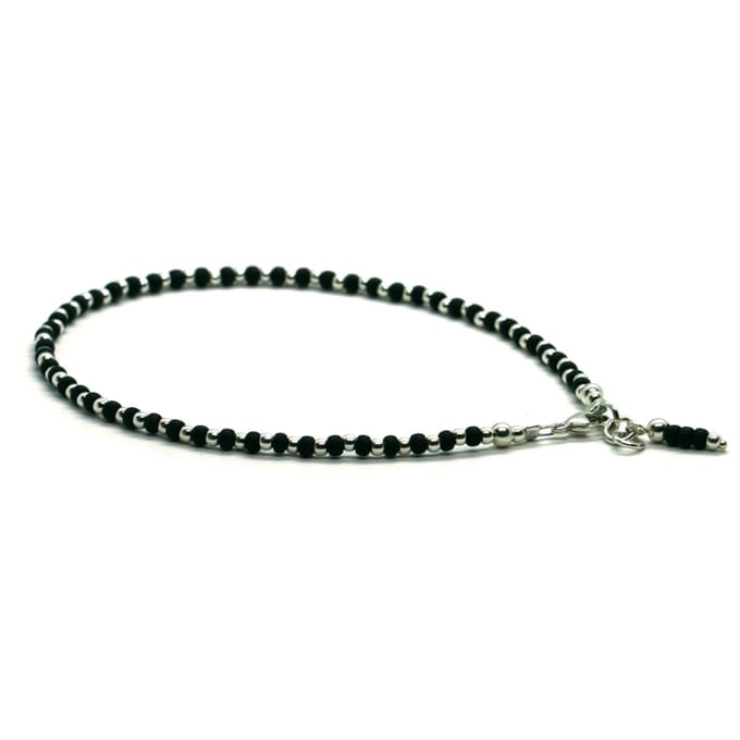 Heaven Eleven - meisjes - Enkelbandjes - glas - zwart - 1mm - 19cm
