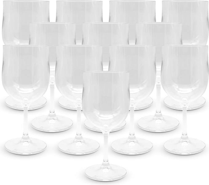 300 ml Polycarbonaat Transparant Wijnglas - Verpakking van 12 Stuks - Herbruikbare Plastic Beker - 1703x78x3 mm