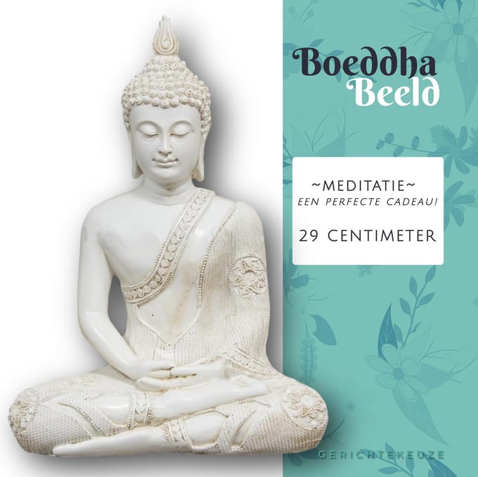 Boeddha beeld - Thaise Meditatie Boeddhabeeld wit 29cm| GerichteKeuze