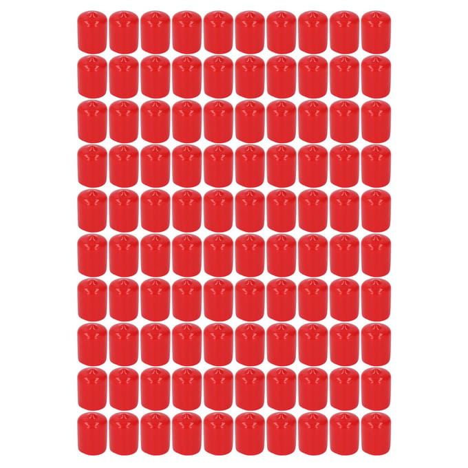 100 Stuks Eindkap Afdekking PVC Rond Flexibel Vlamvertragend Schroefdraadbeschermer Rood 18mm