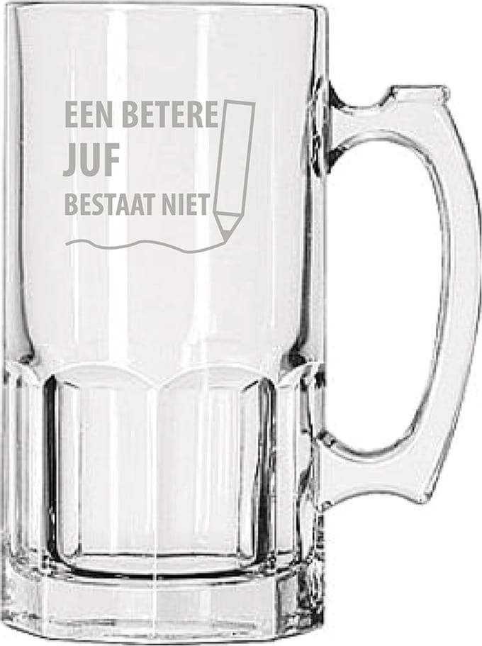 Gegraveerde Bierpul 1ltr een betere juf bestaat niet