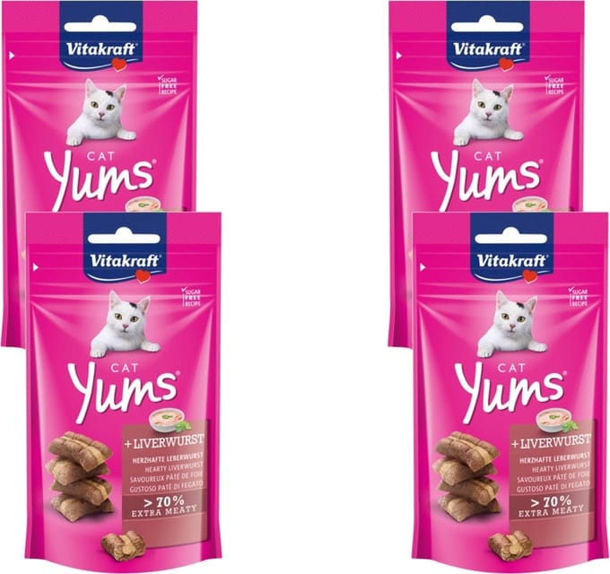 Vitakraft Cat Yums - Kattensnack - Leverworst - 4 x 40 g