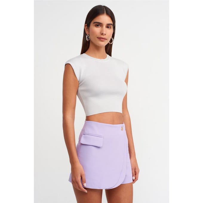 Dames Mouwloze Geribbelde Cropped T-Shirt