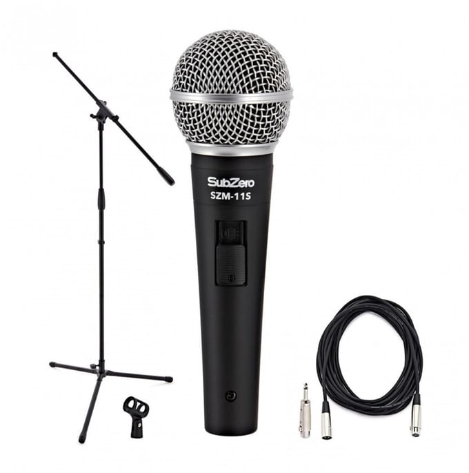 SubZero SZM-11S Dynamic Vocal Microphone with Switch, Boom Stand Pack