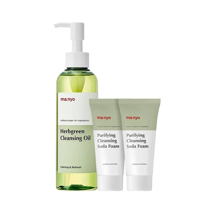 ma:nyo Kruiden Groene Reinigingsolie Set 200ml + Soda Schuim 20ml ×2 beige