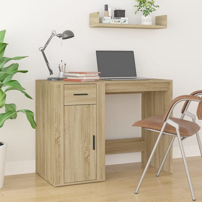 vidaXL - Bureau - 100x49x75 - cm - bewerkt - hout - sonoma - eikenkleurig