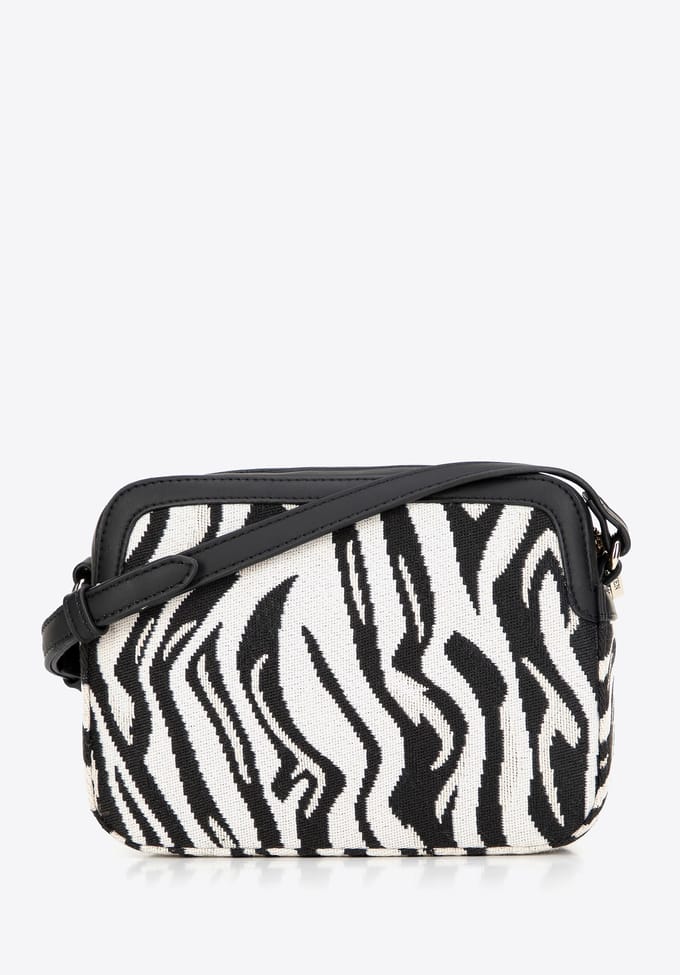 Wittchen - Dames Crossbody Tas - Jacquard & Eco-leer - Wit & Zwart