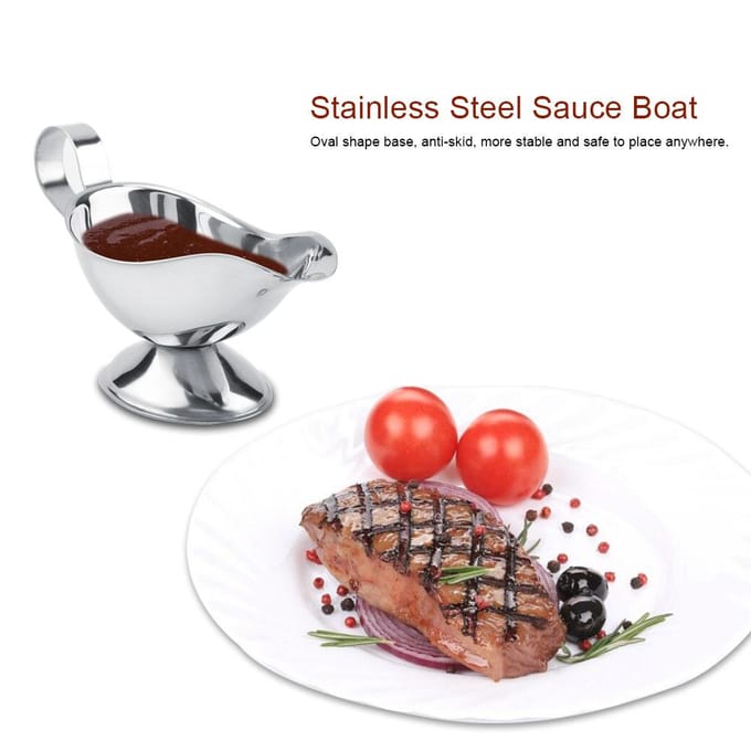 Roestvrijstalen Steak Peper Sausboot Kruidencontainer voor Restaurantkeuken(10oz)