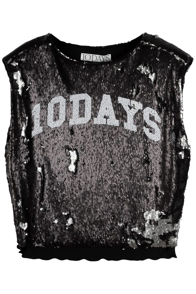 10DAYS Padded Top Sequins Black Größe: S | Tanktops Outlet | Damen | Schwarz