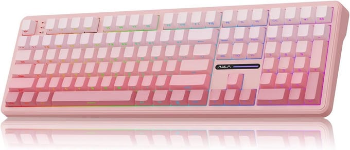 Draadloos 100% Mechanisch Gaming Toetsenbord Hot Swappable met RGB en Groot Batterij, Programmeerbaar