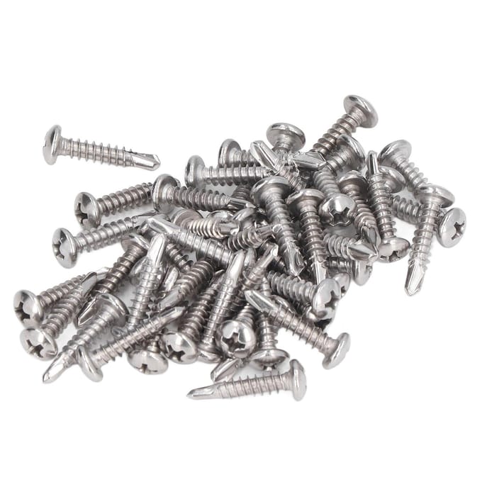 100 Pièces Vis Autoperceuses Acier Inoxydable Tête Ronde M4.2x19 Kit d'Accessoires de Fixation
