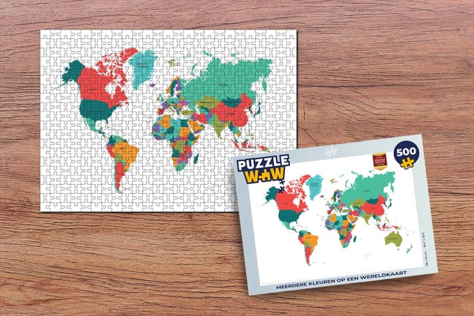 Puzzel Wereldkaart - Kleurrijk - Simpel - Legpuzzel - Puzzel 500 stukjes