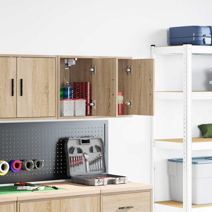 vidaXL - Garagewandkasten - 2 - st - Spaanplaat - Sonoma - eikenkleurig