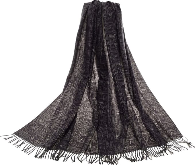 Sjaal - Pashmina - Egyptian - Egypte – British Museum - 70 x 200 cm met 10 cm franjes.