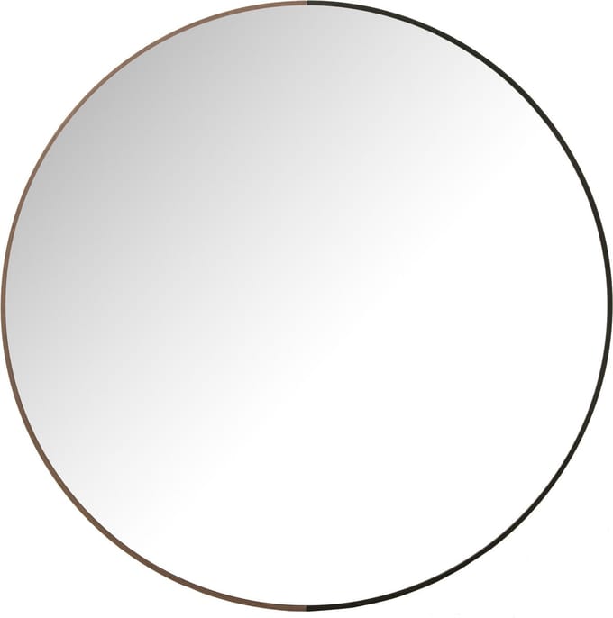 J-Line spiegel Rond - metaal/hout - zwart - large - Ø 90 cm