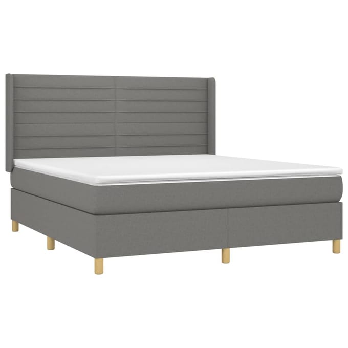 vidaXL - Boxspring - met - matras - stof - donkergrijs - 180x200 - cm