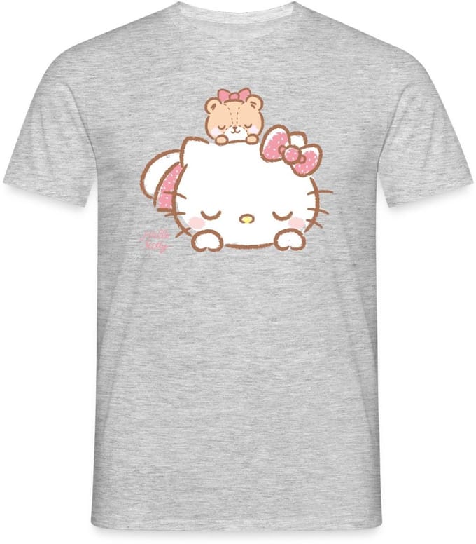 Hello Kitty Met Teddy Op Haar Rug T-Shirt Heren