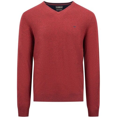Fynch-Hatton Trui V-Neck Merino Cashmere Ruby Red / male