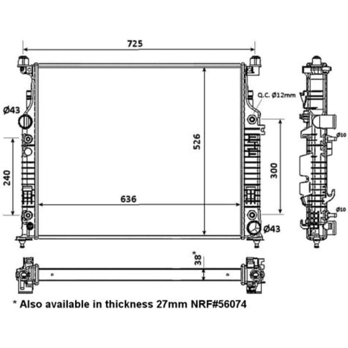 Radiator, motorkoeling NRF 53936
