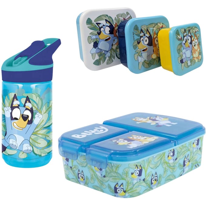 Bluey lunchset; lunchbox, snackbox en drinkfles