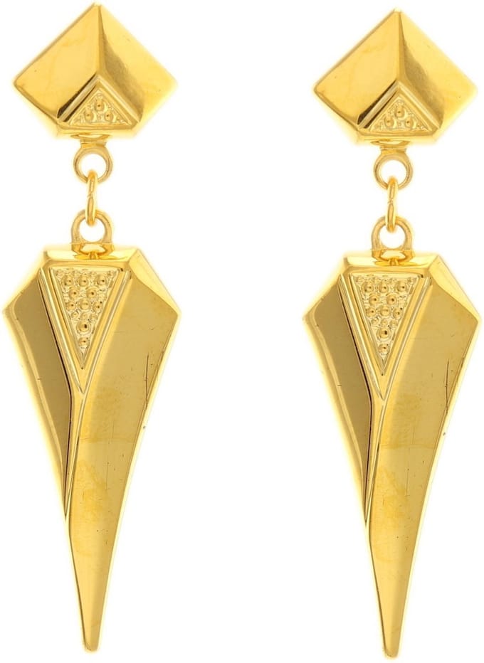 Behave - Dames oorbellen - Goudkleur hanger geometrisch design - 4,5 cm