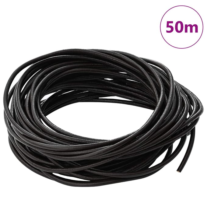 vidaXL - Leren - Koord - 1 - Donkerbruin - Ø3 - mm - x - 50 - m - Leer