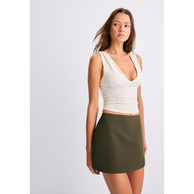 Stradivarius Broekrok met zijsplit  Kaki S