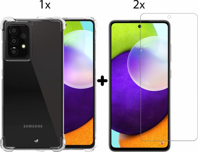 Hoesje geschikt voor Samsung A52s/A52 shock proof case - 2x screenprotector - shock proof case hoes cover transparant