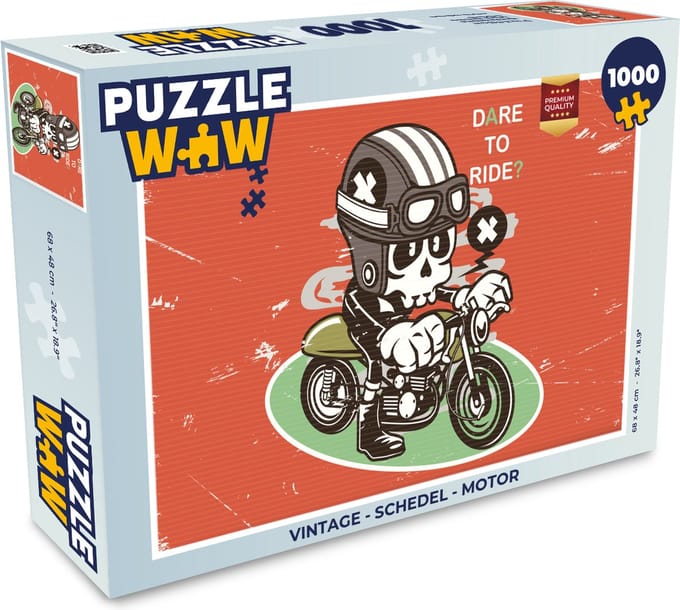 Puzzel Vintage - Schedel - Motor - Legpuzzel - Puzzel 1000 stukjes volwassenen