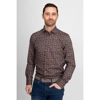 Suitable Overhemd Van Gogh Bruin - Maat 40 - Heren - Casual Shirt