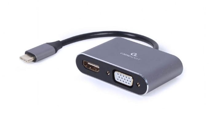 Gembird USB-C Multipoort Adapter - HDMI en VGA Aansluiting - Space Grey - Universele Verbinding