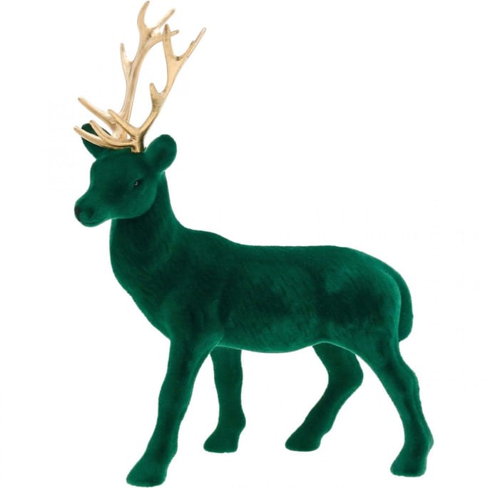 Hert staand deco figuur groen goud tafeldecoratie advent 27cm