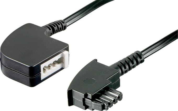 Goobay TAE-F verlengkabel 4-pin, met koper beklede aluminium geleider (CCA), TAE-F-stekker > TAE-F-bus