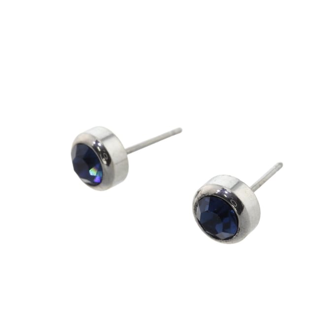 Behave - Oorbellen blauw glaskristal - zilverkleur - 0,5 cm