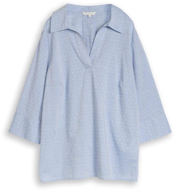 Tom Tailor - Plus Size - Loose fit blouse met borduursel - Maat 46 - blue white dobby