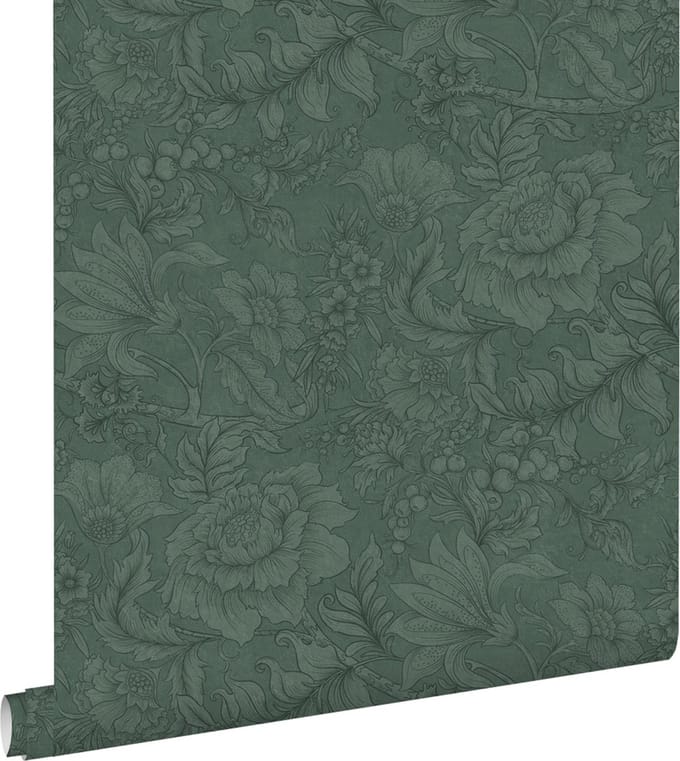 ESTAhome behang bloemmotief donkergroen - 53 cm x 10.05 m - 139793