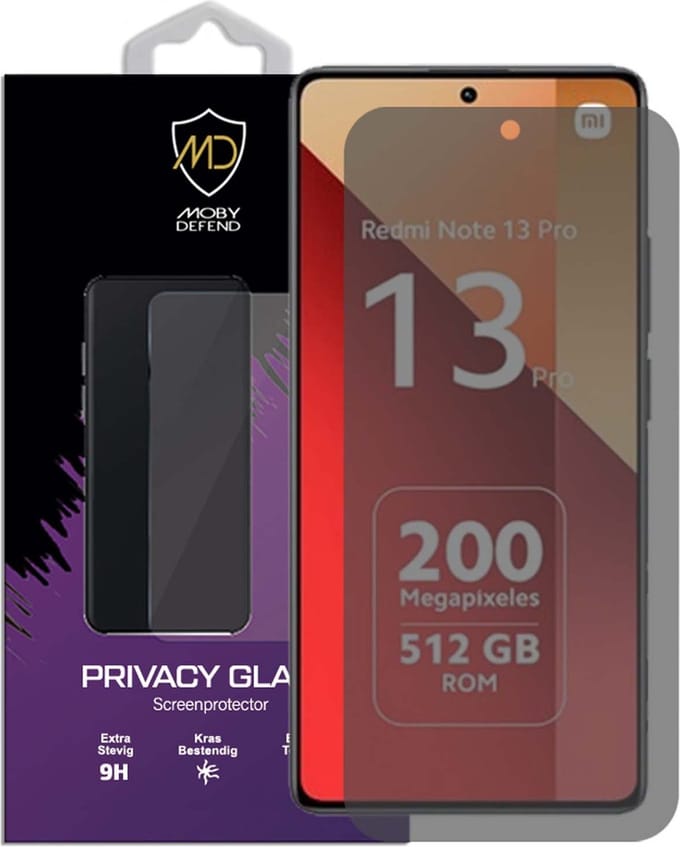 MobyDefend Screenprotector - Geschikt voor Xiaomi Redmi Note 13 Pro 4G - HD Privacy Glass Screensaver