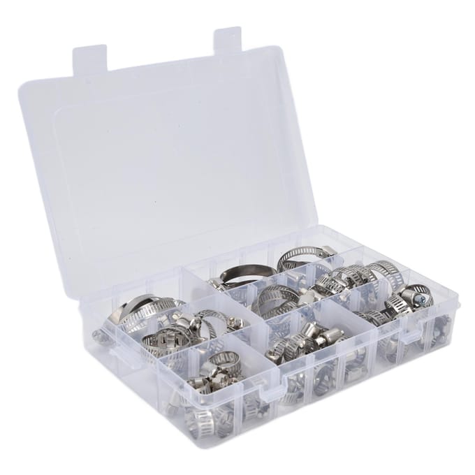 60 Stuks Slangklem RVS Verstelbaar Amerikaans Type Industriële Buisklemmen Set FS090001 white