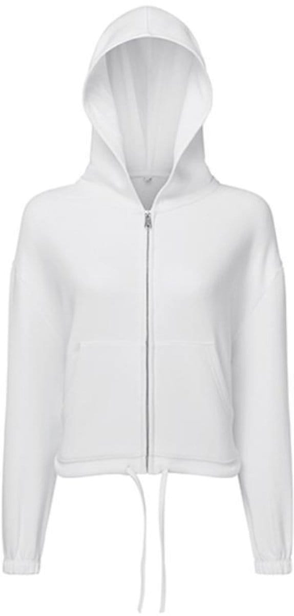 TriDri - Drawstring Dames Hoodie met Rits Recycled - White maat S/M